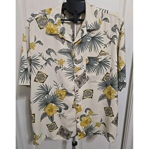 Boca Classics Men's Large Button-up Shirt 100% Silk Tropical Hawaiian